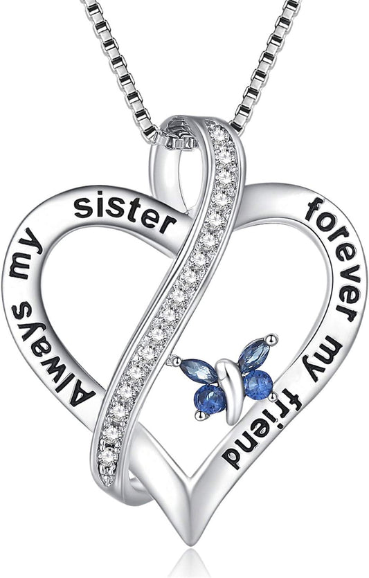 Sisters Gifts from Sister, Birthday Gift for Sister, Female Friendship Jewelry, Jewelry for Women, Girls, Best Friends, Always My Sister Forever My Friend, 18"